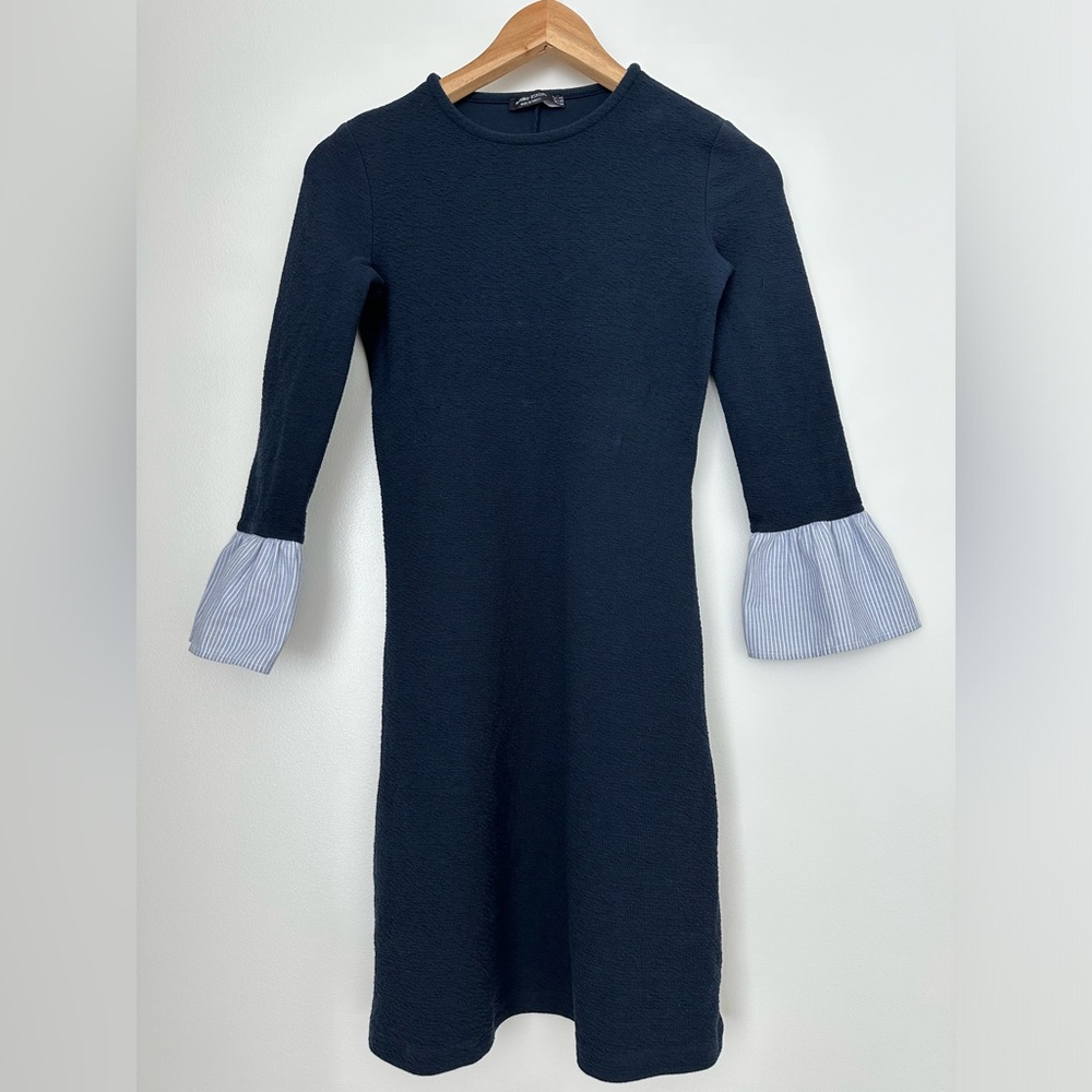 Bershka Fit and Flare Navy Dress